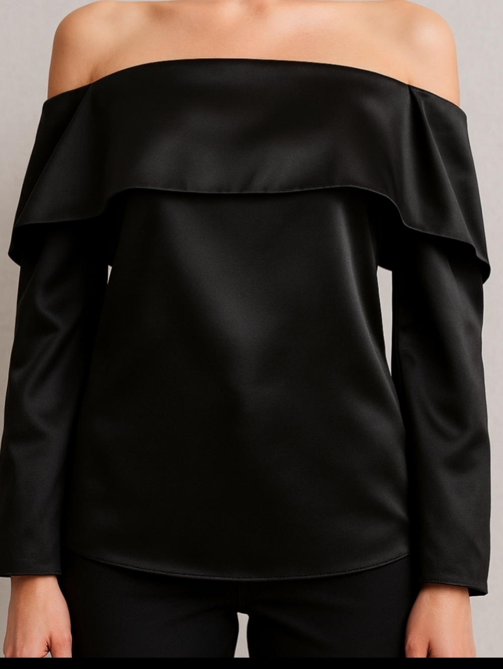 Zara Black Satin Blouse with Tag